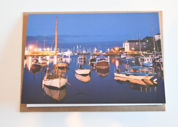 Brixham Harbour at Night - Greetings Card