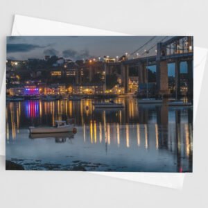 Saltash Waterfront at Night Greetings Card