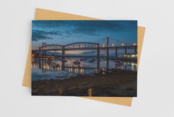 The Tamar Bridge at Night Greetings Card