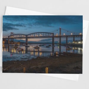 The Tamar Bridge at Night Greetings Card