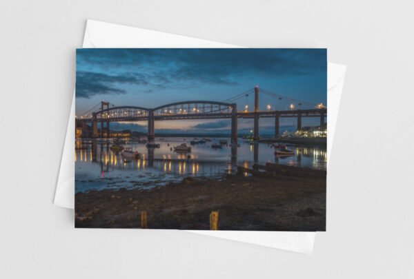 The Tamar Bridge at Night Greetings Card