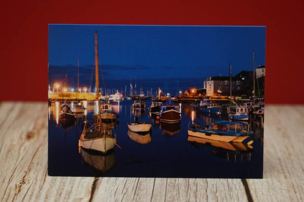 Brixham Harbour at Night - Blank Greetings Card and Envelope